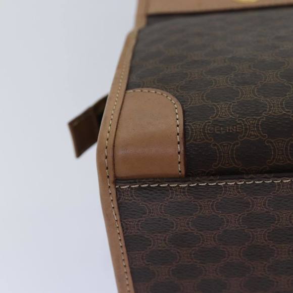 CELINE Macadam Canvas Hand Bag PVC Leather Brown Gold Auth 87901 - Picture 15 of 16